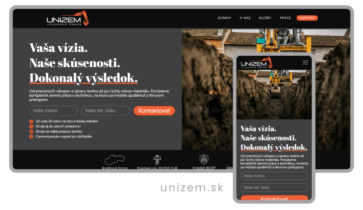 weby pre stavebné firmy